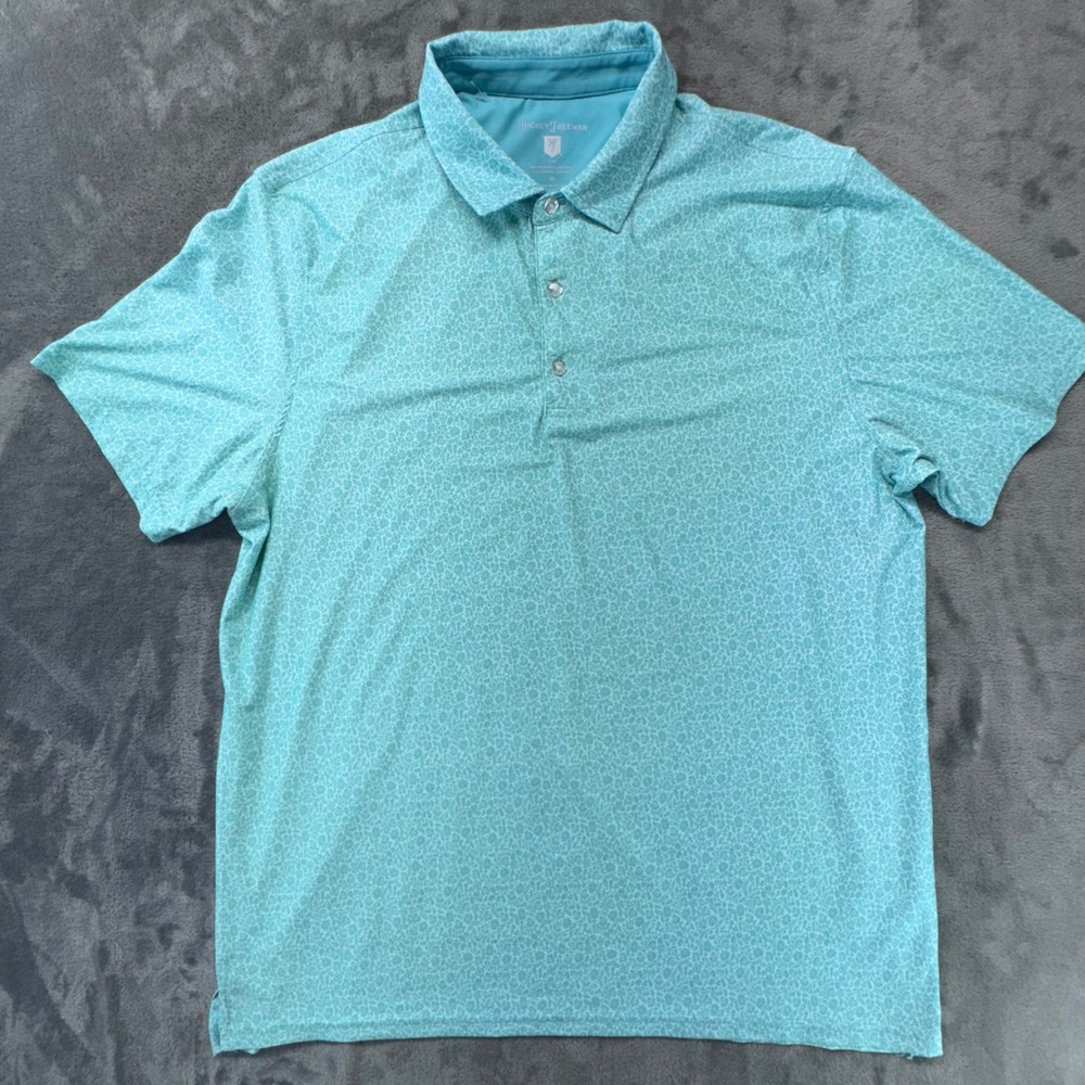 Hickey Freeman Golf Polo Shirt Floral Print Stretch‎ Short Sleeve XL